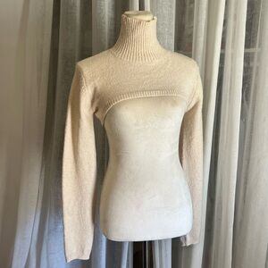 Cream Turtleneck Women Shrug Sweater